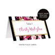 Load image into Gallery viewer, Black Striped Place Cards with Pink Flowers | Christy