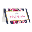Load image into Gallery viewer, Navy Striped Place Cards with Pink Flowers | Christy