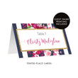 Load image into Gallery viewer, Navy Striped Place Cards with Pink Flowers | Christy