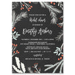 Load image into Gallery viewer, Winter White and Chalkboard Bridal Shower Invitation with pine and hollies, perfect for a festive winter wedding celebration.