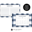 Load image into Gallery viewer, 2021 Navy Gingham Desk Calendar by Digibuddha | Coll. 3