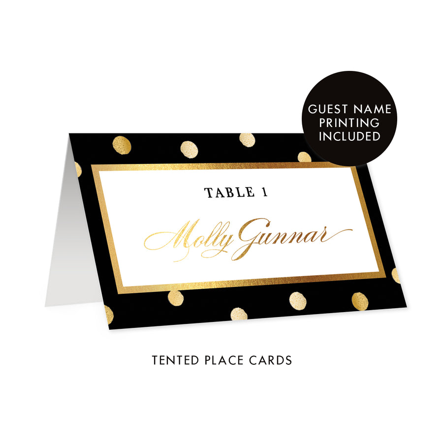 Black Place Cards with Gold Dots | Gunnar