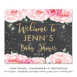 Load image into Gallery viewer, "Jenn" Pink Blooms + Chalkboard Baby Shower Invitation