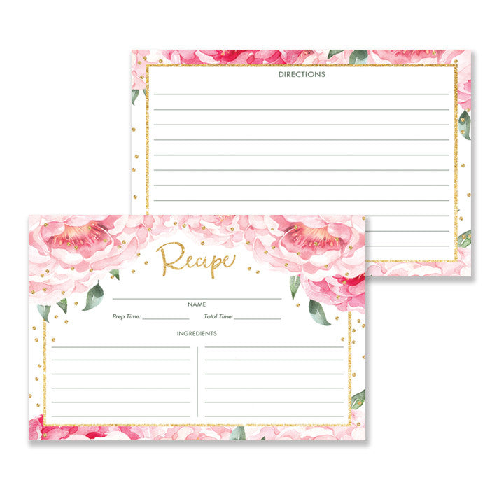 Pink Peony Recipe Cards Gift Set |  Jenn