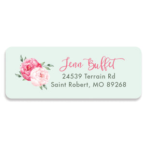 Peony Pink and Mint Address Labels | Jenn