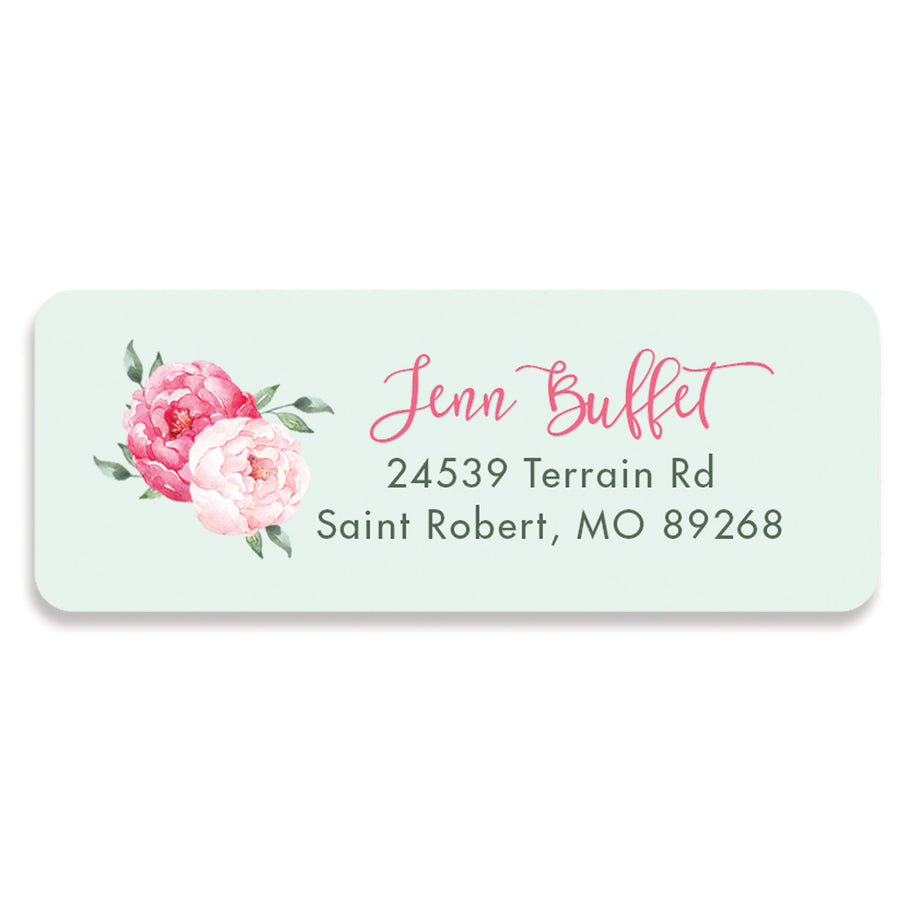 Peony Pink and Mint Address Labels | Jenn