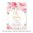 Load image into Gallery viewer, "Jenn" Pink Blooms + Gold Baby Shower Invitation