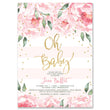 Load image into Gallery viewer, "Jenn" Peonies + Blush Stripe Baby Shower Invitation