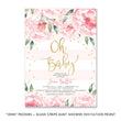 Load image into Gallery viewer, "Jenn" Peonies + Blush Stripe Baby Shower Invitation