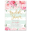 Load image into Gallery viewer, Elegant Peony Mint and Gold Bridal Shower Invitations with blush peonies and chic mint stripes, by Digibuddha.