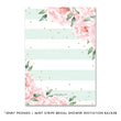 Load image into Gallery viewer, Elegant Peony Mint and Gold Bridal Shower Invitations with blush peonies and chic mint stripes, by Digibuddha.