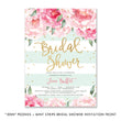 Load image into Gallery viewer, Elegant Peony Mint and Gold Bridal Shower Invitations with blush peonies and chic mint stripes, by Digibuddha.