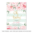 Load image into Gallery viewer, "Jenn" Peonies + Mint Stripe Baby Shower Invitation