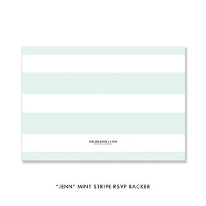 "Jenn" Mint Striped RSVP Card