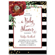 Load image into Gallery viewer, "Katelyn" Black + White Stripe Christmas Baby Shower Invitation