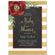 Load image into Gallery viewer, "Katelyn" Gold + White Stripe Chalkboard Christmas Baby Shower Invitation