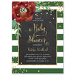 Load image into Gallery viewer, "Katelyn" Green + White Stripe Chalkboard Christmas Baby Shower Invitation