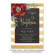 Load image into Gallery viewer, "Katelyn" Gold + White Stripe Chalkboard Christmas Baptism Invitation
