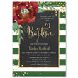 Load image into Gallery viewer, "Katelyn" Green + White Stripe Chalkboard Christmas Baptism Invitation