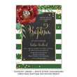 Load image into Gallery viewer, "Katelyn" Green + White Stripe Chalkboard Christmas Baptism Invitation