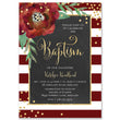 Load image into Gallery viewer, "Katelyn" Red + White Stripe Chalkboard Christmas Baptism Invitation