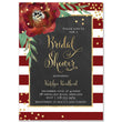 Load image into Gallery viewer, Festive Red and White Striped Chalkboard Bridal Shower Invitation with bold red flowers, stripes, and gold accents.