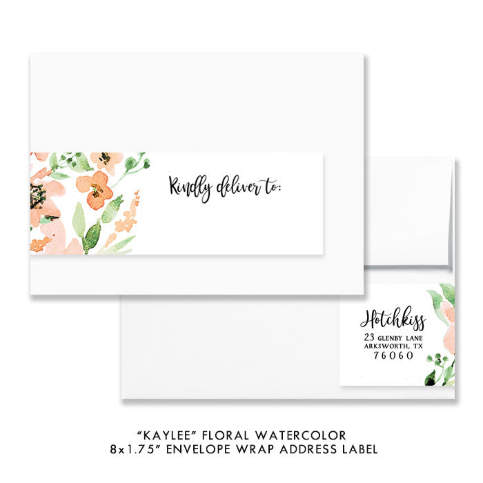 "Kaylee" Floral Watercolor Envelope Wrap Address Labels
