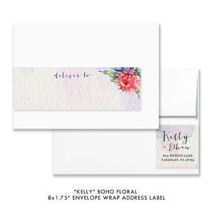 Bohemian watercolor floral "Kelly" envelope wrap | digibuddha.com