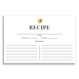 Gold Heart + Black Stripe Recipe Cards  |  Kendall