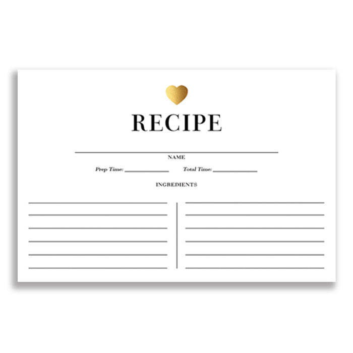 Gold Heart + Black Stripe Recipe Cards  |  Kendall