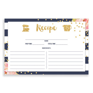 Floral + Stripe Recipe Cards |  Krissy Navy