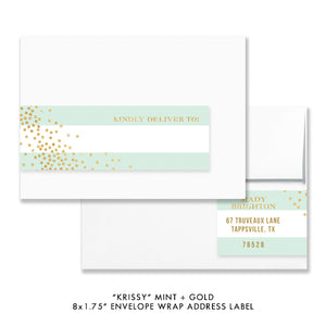 "Krissy" Mint Stripe Envelope Wrap Address Labels