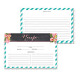Load image into Gallery viewer, Floral + Stripe Recipe Cards | Leah Teal