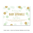 Load image into Gallery viewer, "Leigh" Mint + Gold Glitter Dots Baby Sprinkle Invitation