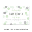 Load image into Gallery viewer, "Leigh" Mint + Silver Glitter Dots Baby Shower Invitation