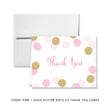 Load image into Gallery viewer, Pink + gold glitter dots "Leigh" thank you card | digibuddha.com