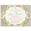 Load image into Gallery viewer, "Lisa" Pink + Green Damask Baptism Invitation