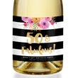 Load image into Gallery viewer, "Mady" Floral + Black Stripe 50th Birthday Champagne Labels