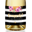 Load image into Gallery viewer, "Mady" Floral + Black Stripe Graduation Champagne Labels