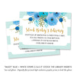 Load image into Gallery viewer, "Mady" Blue + White Stripe Blue Flowers Baby Shower Invitation