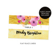 Load image into Gallery viewer, Gold Striped Place Cards with Pink Flowers | Mady
