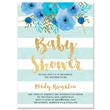 Load image into Gallery viewer, "Mady" Blue + White Stripe Blue Flowers Baby Shower Invitation