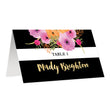 Load image into Gallery viewer, Black + White Striped Place Cards with Pink Flowers | Mady