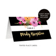 Load image into Gallery viewer, Black + White Striped Place Cards with Pink Flowers | Mady
