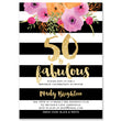 Load image into Gallery viewer, "Mady" Black + White Stripe 50th Birthday Party Invitation