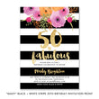 Load image into Gallery viewer, "Mady" Black + White Stripe 50th Birthday Party Invitation