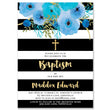 Load image into Gallery viewer, "Mady" Black + White Stripe Blue Baptism Invitation