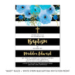 Load image into Gallery viewer, "Mady" Black + White Stripe Blue Baptism Invitation