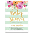 Load image into Gallery viewer, "Mady" Mint + White Stripe Baby Shower Invitation
