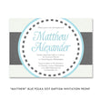 Load image into Gallery viewer, "Matthew" Blue Polka Dot Baptism Invitation